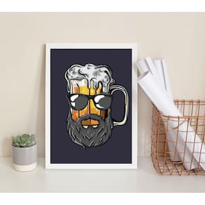 Quadro Decorativo Cerveja Barbearia 45x34cm - Madeira Branca