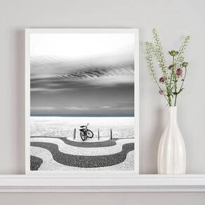 Quadro Rio de Janeiro Bicicleta Copacabana 24x18cm Moldura Preta