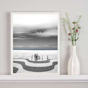 Quadro Rio de Janeiro Bicicleta 33x24cm - Moldura Branca