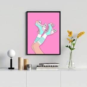 Quadro Decorativo Patins 33x24cm - Madeira Preta
