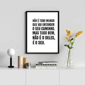 Quadro Decorativo Caminho é Teu 33x24cm - Vidro - Moldura Branca