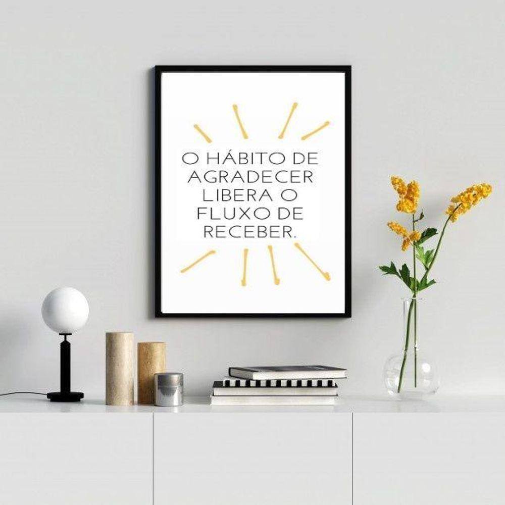 Quadro Agradecer 24x18cm Vidro - Moldura Preta
