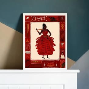 Quadro oyá - umbanda 33x24cm - vidro e moldura branca
