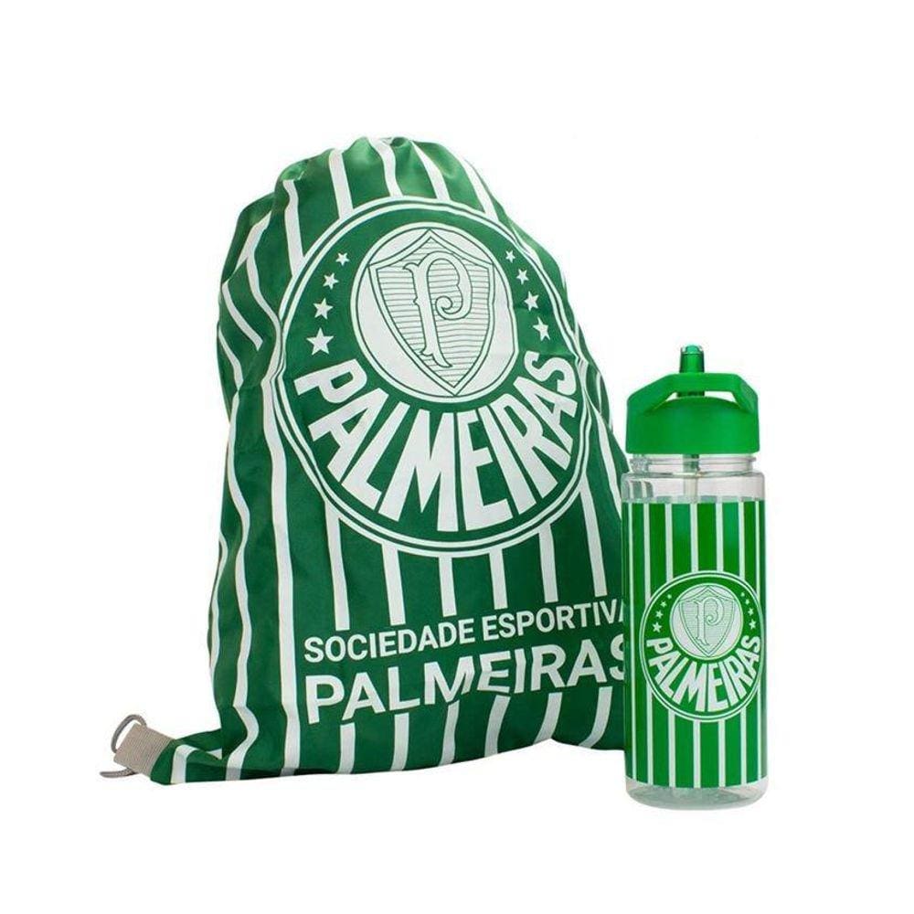 Mochila Saco Com Garrafa Palmeiras 450ml Oficial