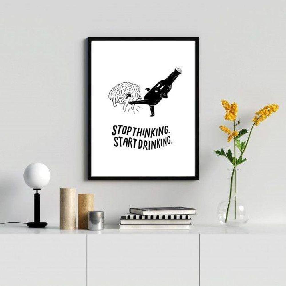 Quadro Decorativo Stop Drinking 24x18cm - Com Vidro