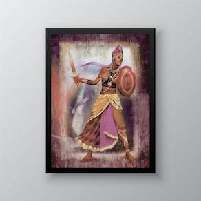 Quadro Decorativo Obá Orixá 24x18cm - Vidro e Moldura Preta