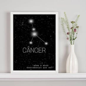 Quadro decorativo signo câncer 45x34cm - vidro e moldura preta