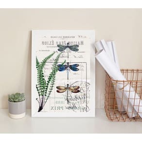 Quadro Decorativo Libélulas 24x18cm - Vidro e Moldura Preta