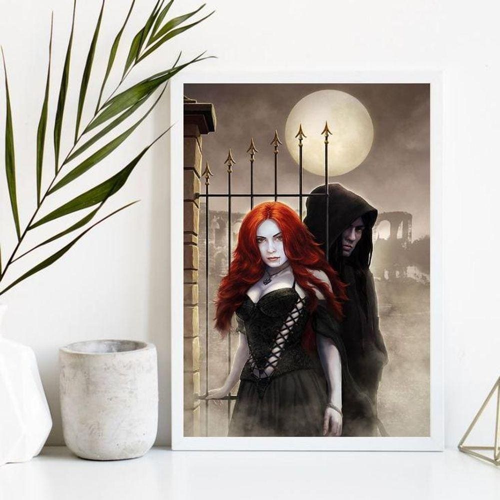 Quadro Decorativo Exu e Pombagira 33x24cm - Vidro, Moldura Preta