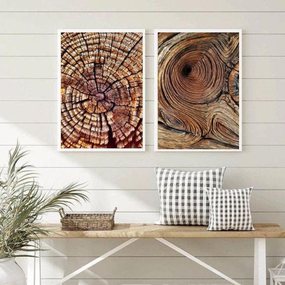 Kit 2 Quadros Abstratos Marrons 33x24cm - Vidro