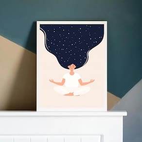 Quadro Arte Meditação 33x24cm - Vidro, Moldura Preta