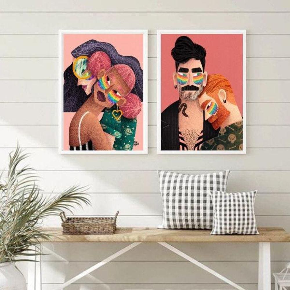 Quadros Decorativos LGBT Gays Lésbicas 45x34cm - com Vidro