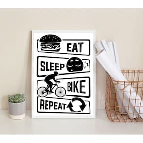 Quadro Decorativo Bike Rotina 45x34cm - Vidro - Moldura Preta