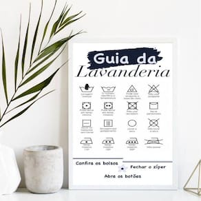 Quadro Decorativo Lavanderia 45x34cm - Vidro, Moldura Preta