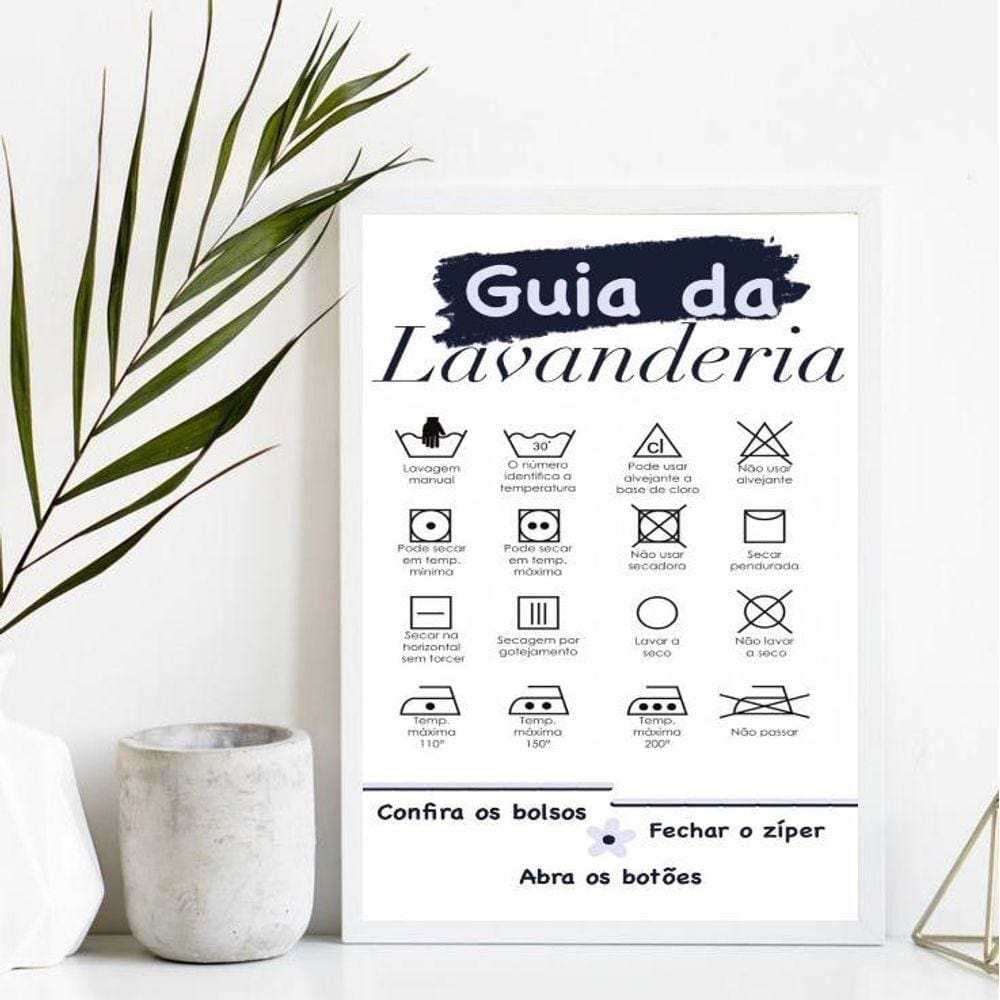 Quadro Decorativo Guia Lavanderia 45x34cm - Vidro