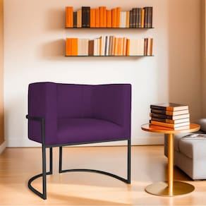 Poltrona Decorativa Base de Ferro Suede Munique Roxo/Preto