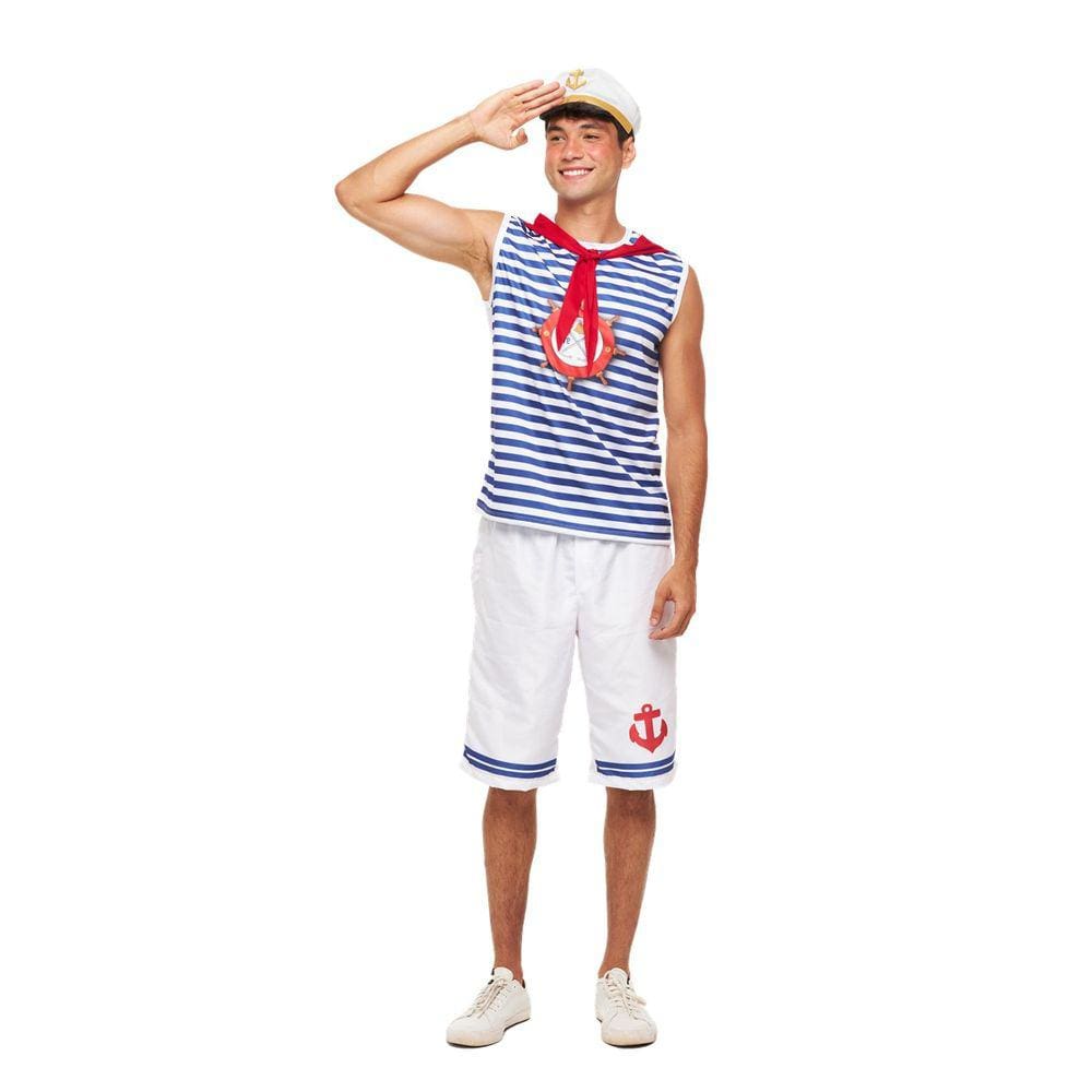 Fantasia Marinheiro Masculino Roupa Carnaval Adulto + Chapéu