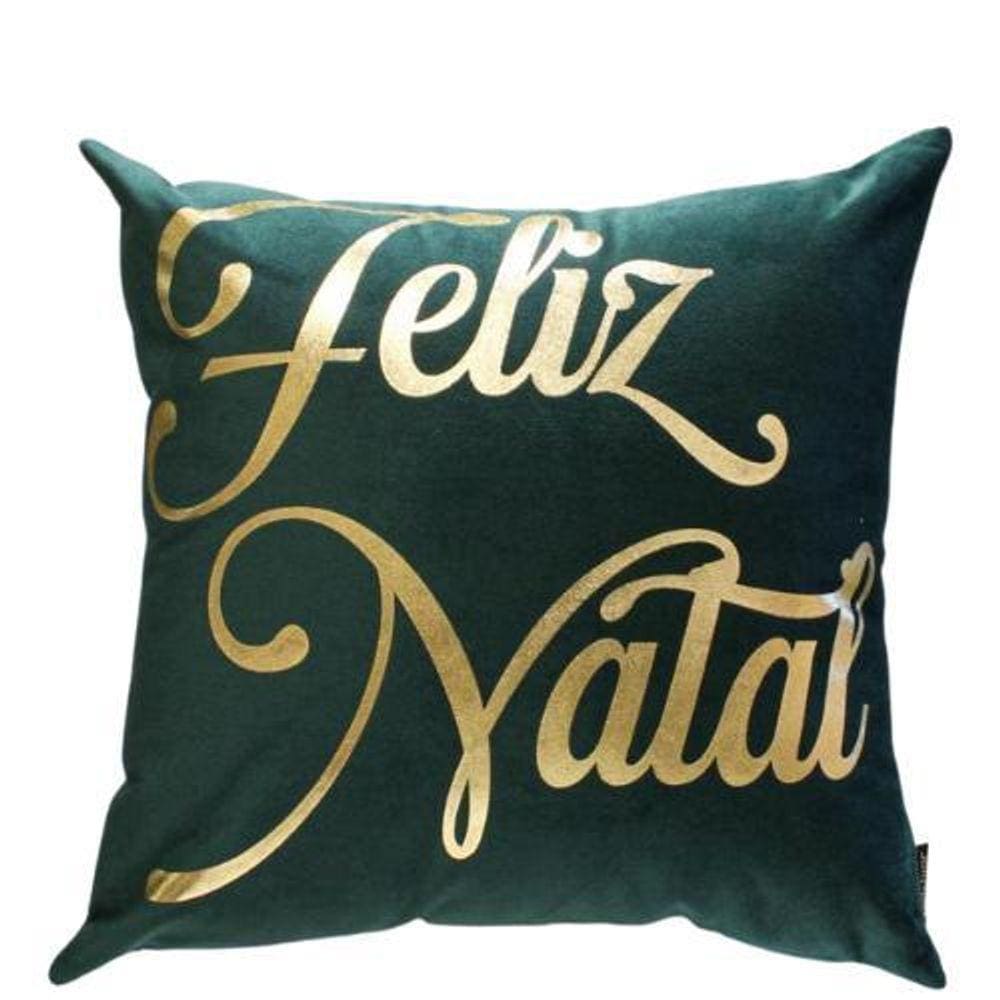 Almofada de Natal Foil Verde Belchior 43x43cm - Poliéster