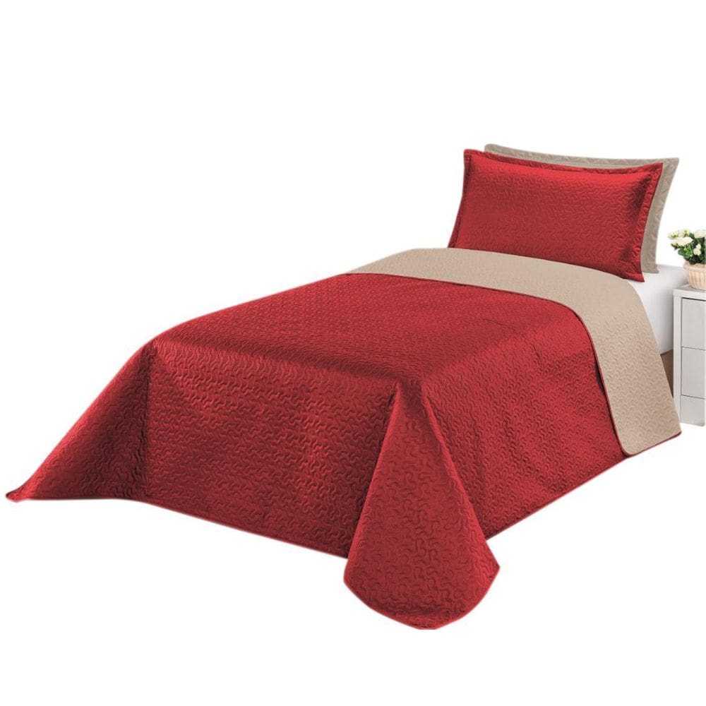 Cobre Leito Clara Solteiro- Kaqui / Vermelho