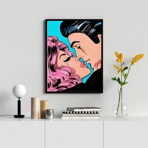 Quadro Pop Arte Casal 24x18cm Moldura Preta