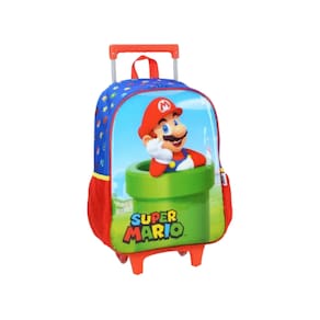 Mochila De Rodinhas Seper Mario Azul Un - Luxcel