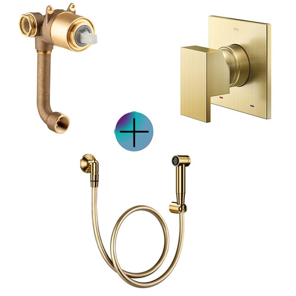 Kit Docol Base Mono. Ducha+Acabamento Ouro Polido+Ducha Luxo