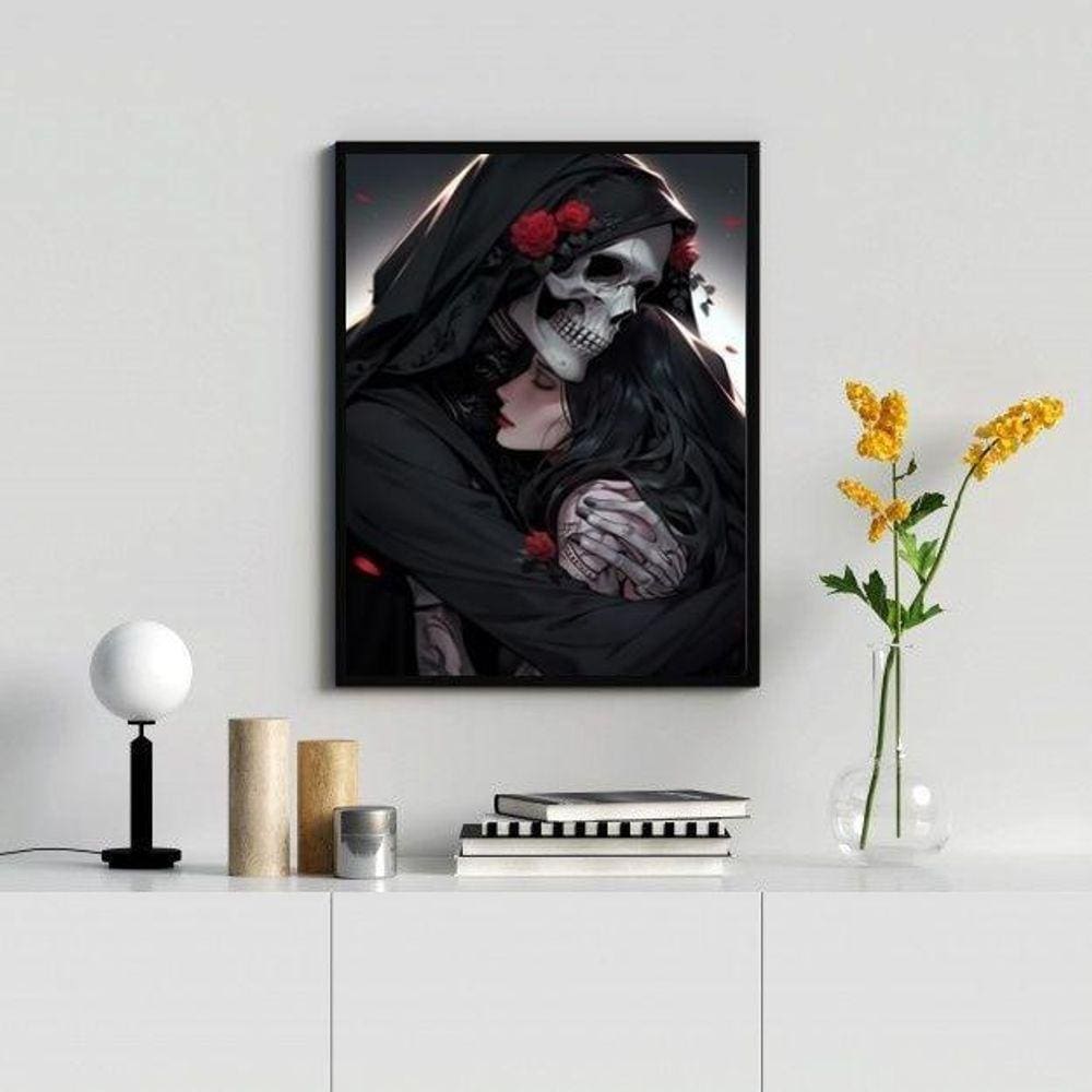 Quadro Decorativo Exu Caveira e Pombagira 45x34cm Preto