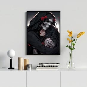 Quadro Exu Caveira e Pombagira 45x34cm - Moldura Branca