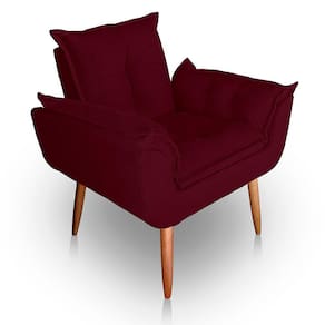 Poltrona para Sala e Quarto Decorativa Opala Suede bordo