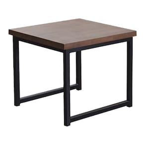 Mesa De Centro Ou Lateral Aço Preto I14 Madeira Taeda Castanho Dmobiliario