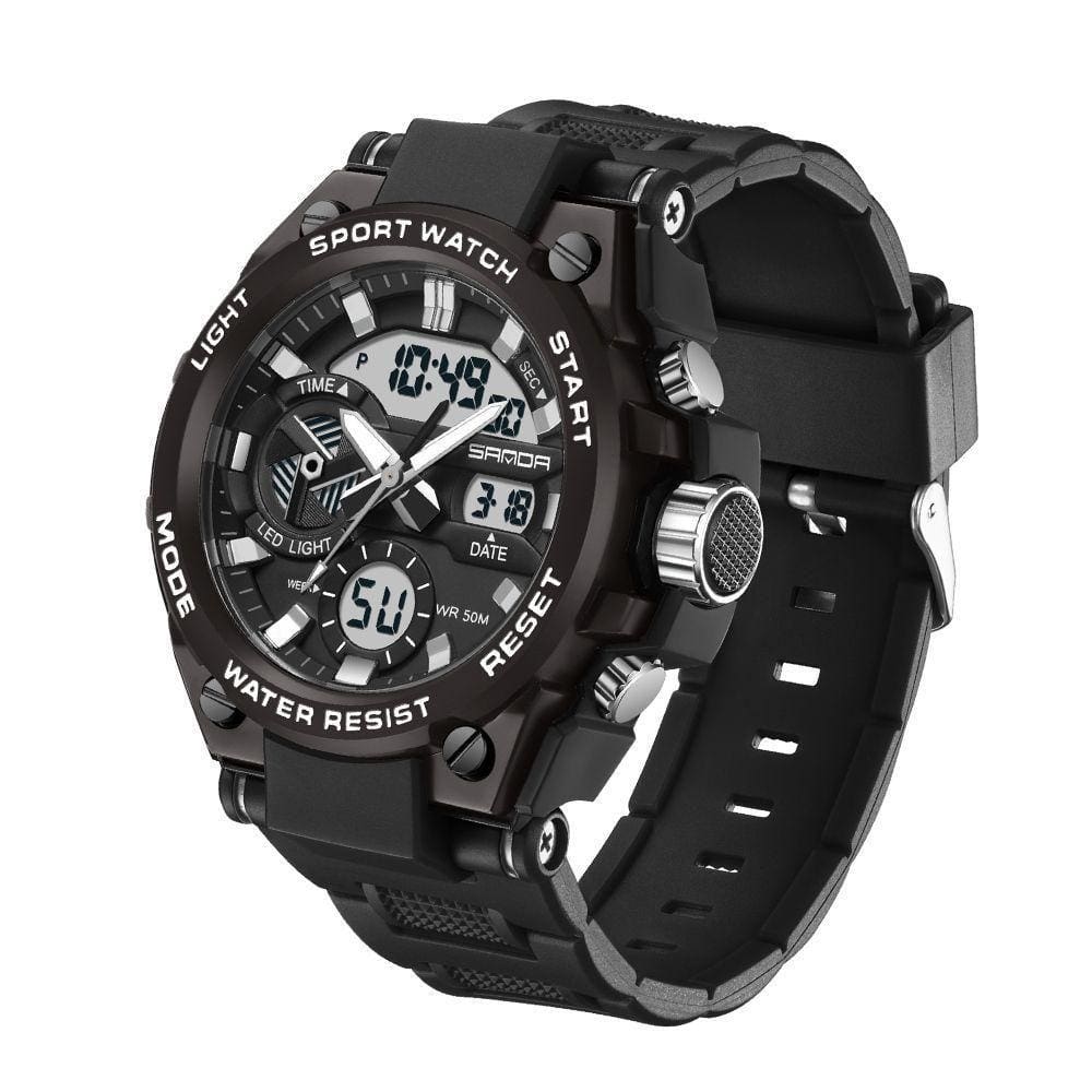 Relógio Esportivo Masculino Dual Display Digital Led Branco