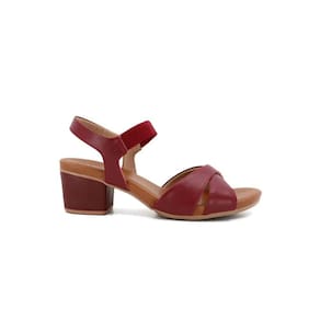 Sandália Usaflex Salto Bloco Couro Rebu Elástico AE3222