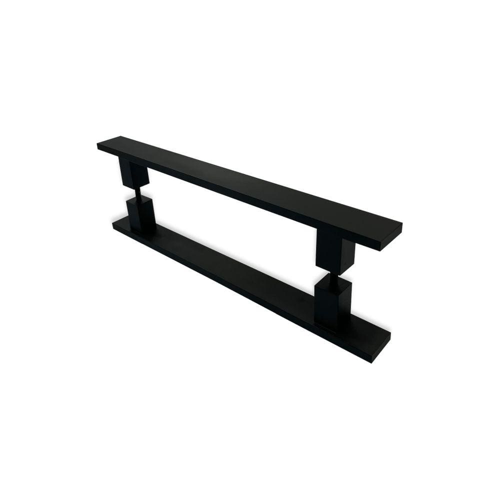 Puxador Porta Pivotante Vidro Madeira 40Cm Maciço Preto