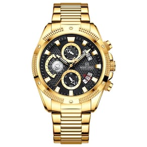 Relógio De Pulso De Aço Inoxidável Masculino Relógio Casual Preto Dourado