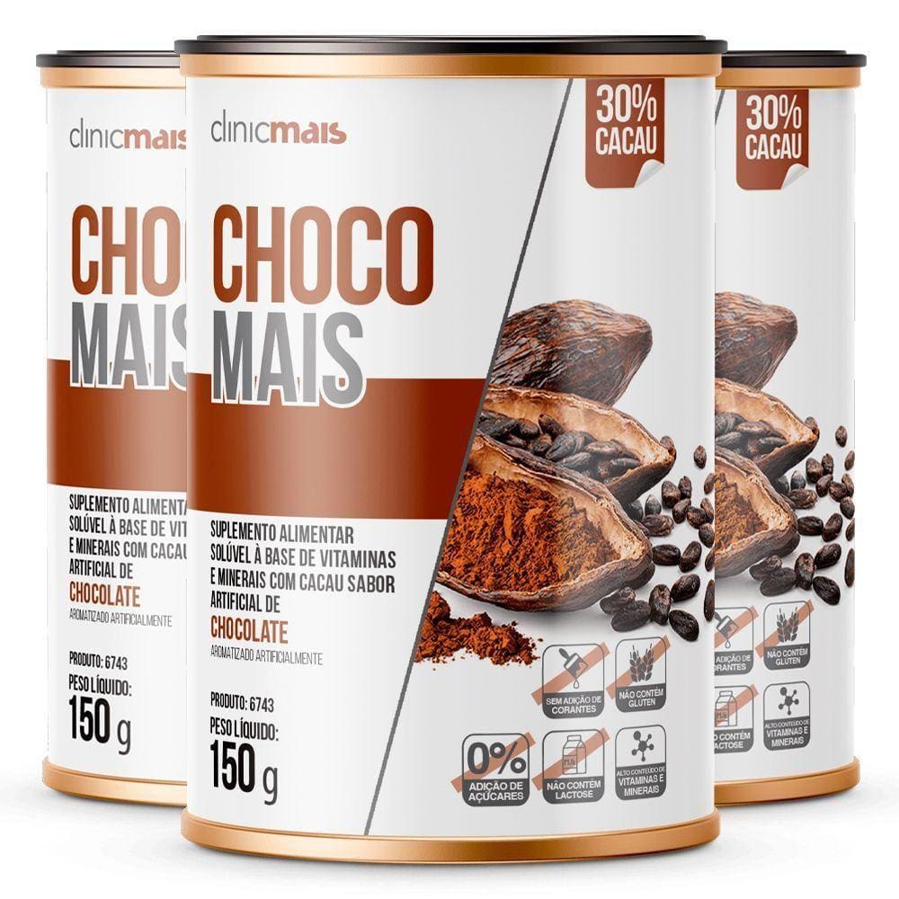 Kit 3 Choco Mais Clinic Mais Sabor Chocolate 150g