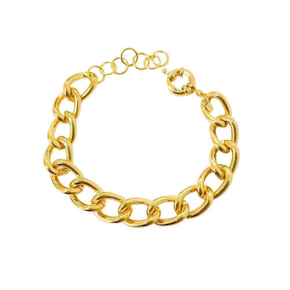 Pulseira Elos Ocos Banhado A Ouro 18k