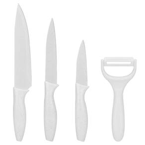 Conjunto de Facas Inox 4 Peças + Descascador - Branco