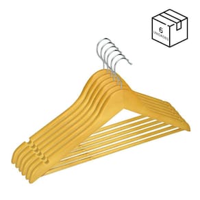 Kit 6 Cabides de Madeira Adulto Camisa Calça Gancho Metal