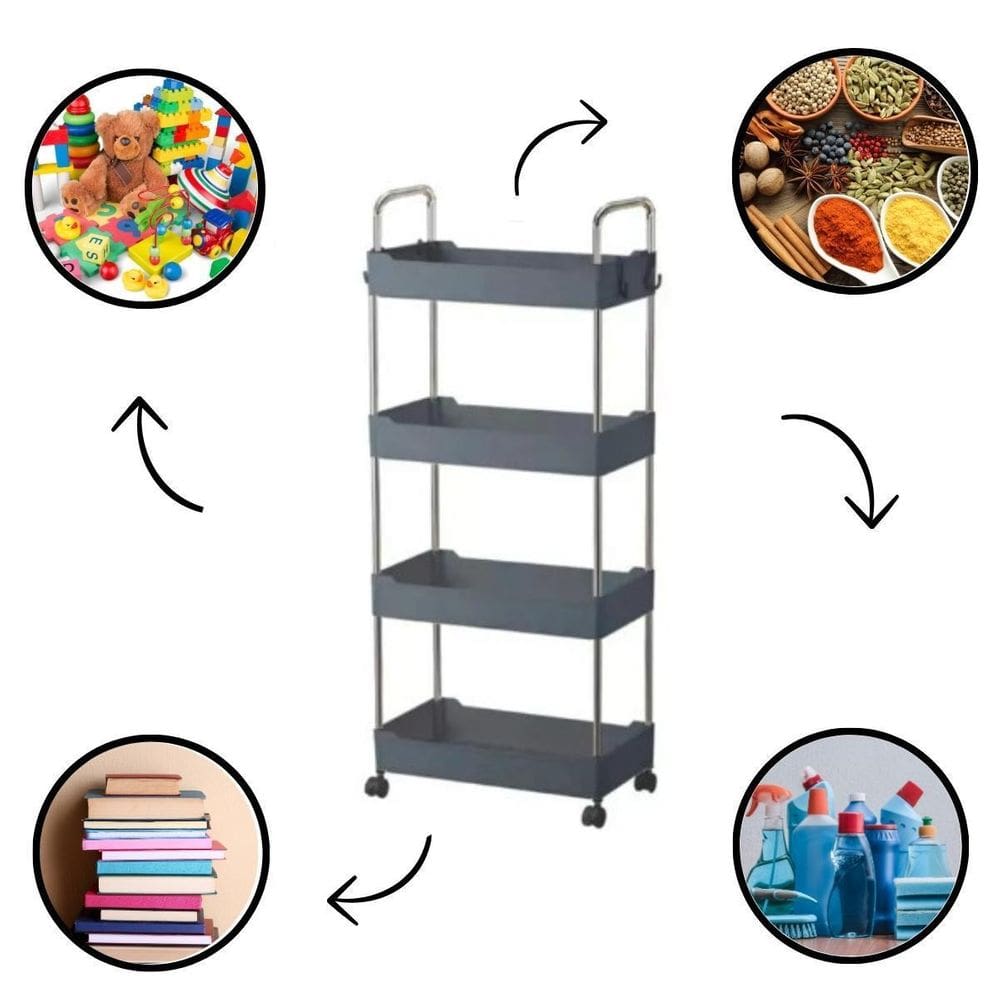 Prateleiras Multiuso Globalmix PP Cinza 89x22x40 cm