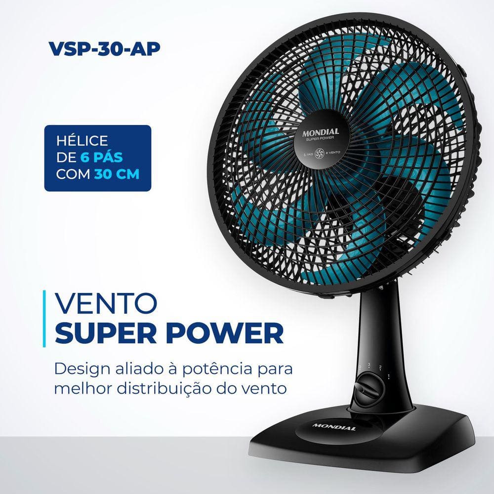 Ventilador Super Power Mondial 30cm VSP-30-AP 6 pás 60w 110v - 110V