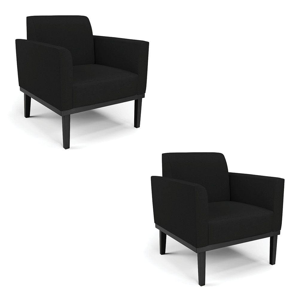 Kit 2 Poltronas Base de Madeira Fixa Preto Marisa Linho Preto A79 D03 - D`Rossi
