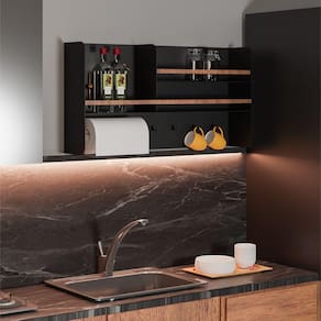 Organizador Multiuso Cozinha em Aço Carbono Preto e Madeira - 80cm Linha Home