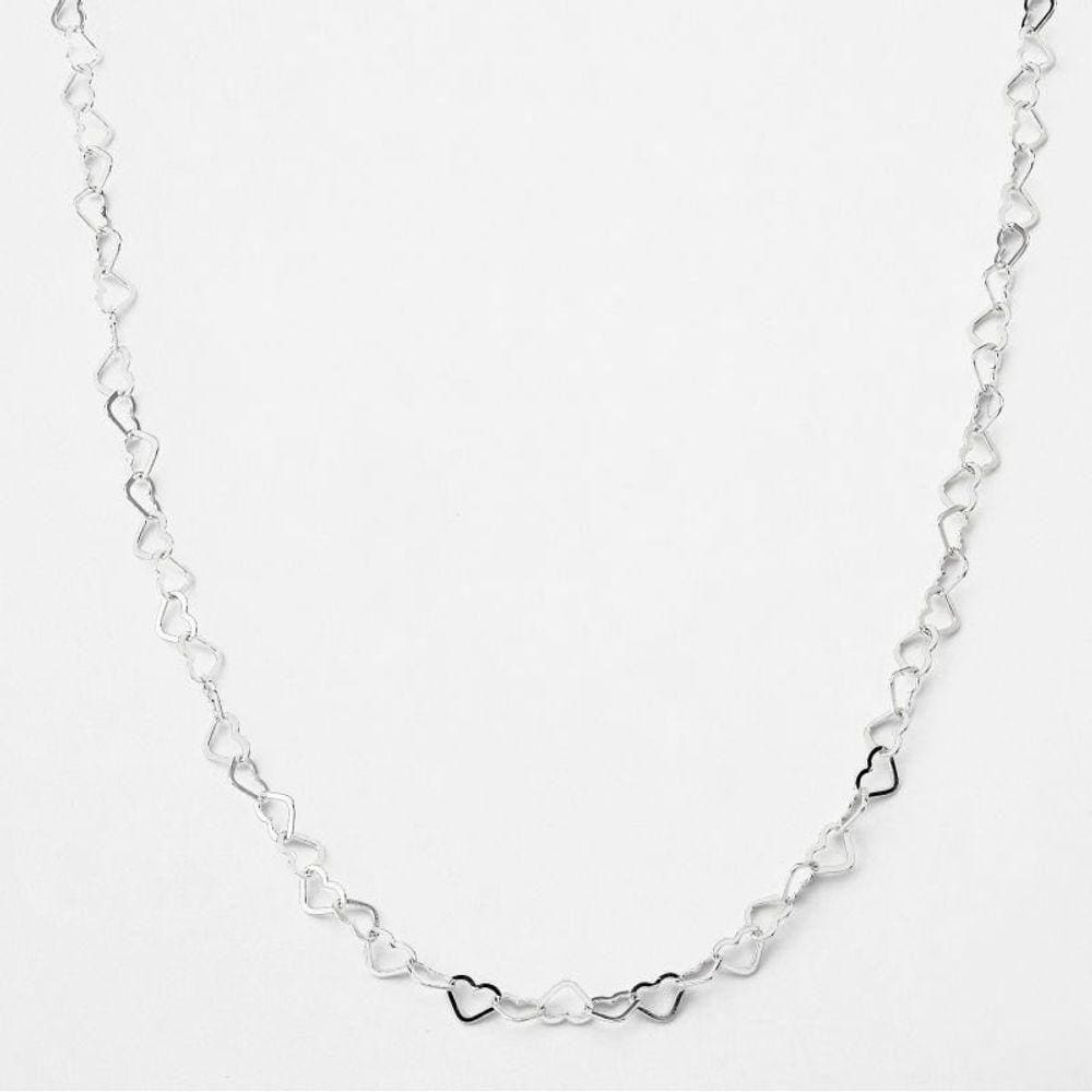 Colar Corrente Elo Coração Prata 625 - 40cm