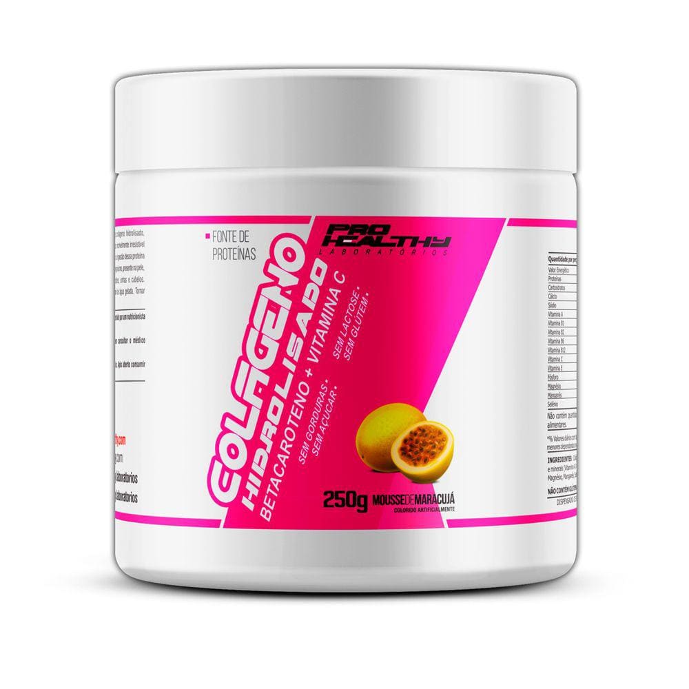 Colágeno Hidrolisado com Betacaroteno em pó - pote 250g - Pro Healthy