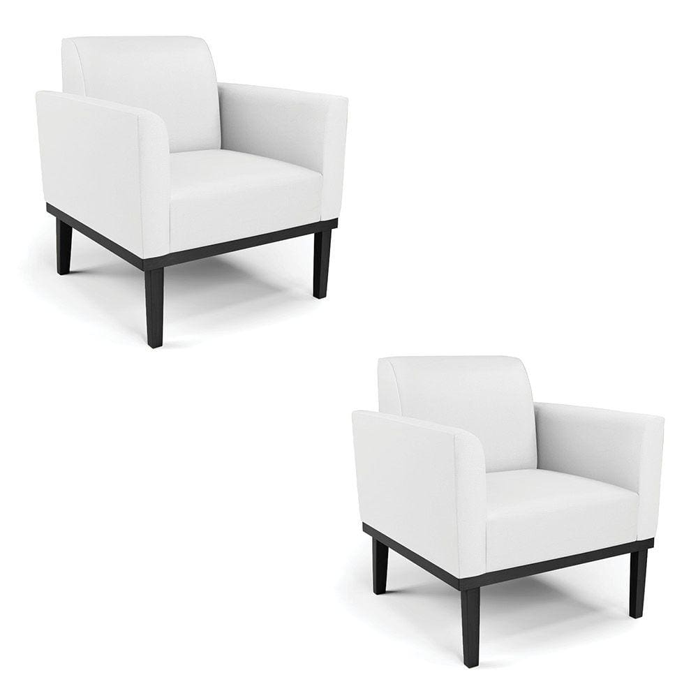 Kit 2 Poltronas Base de Madeira Fixa Preto Marisa Corino Branco D03 - D`Rossi