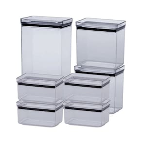 Conjunto Kit 7 Peças Pote Hermético Organizador Cozinha Transparente Multiuso