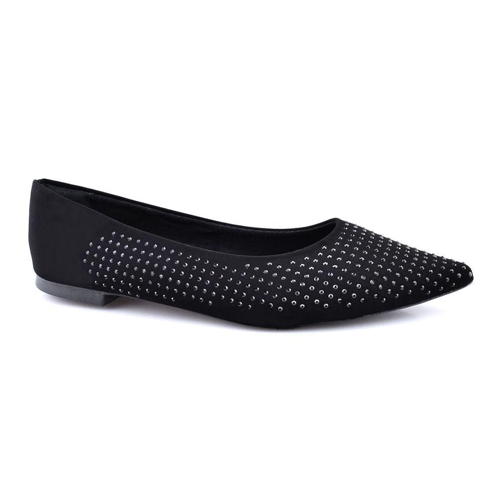 Sapatilha Bico Fino Hotfix Preto Godiva Nobuck Preto 331570