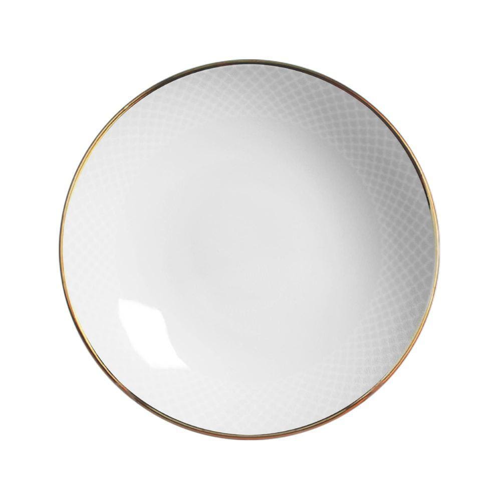 Conjunto com 6 Pratos Fundo Relevo Ouro Ø25cm