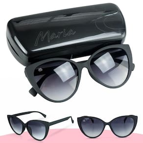 Óculos feminino gatinha sol preto +case presente