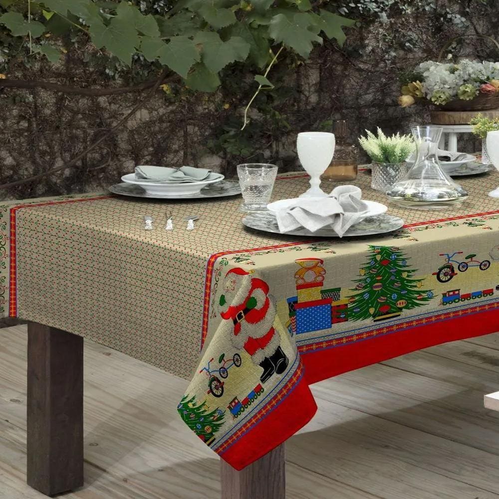 Toalha De Mesa Rústica Raner Natal 1,40X2,10 Presentes